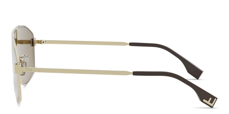 Shop FENDI Sky Wide Aviator Sunglasses in Gold online.