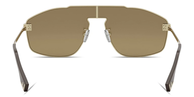 Shop FENDI Sky Wide Aviator Sunglasses in Gold online.