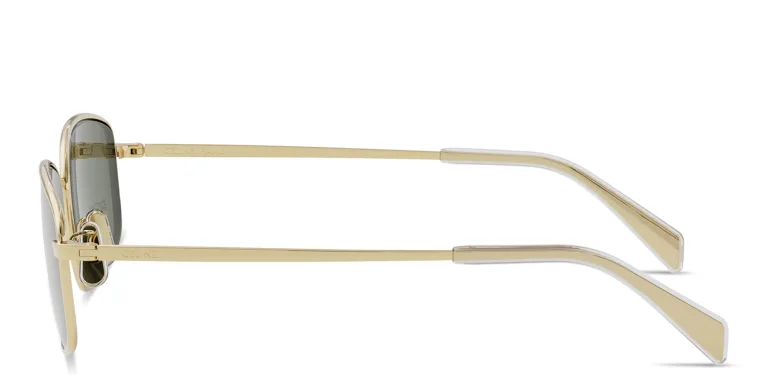 Shop CELINE Rhinestone Triomphe Rectangular Sunglasses in Gold online.