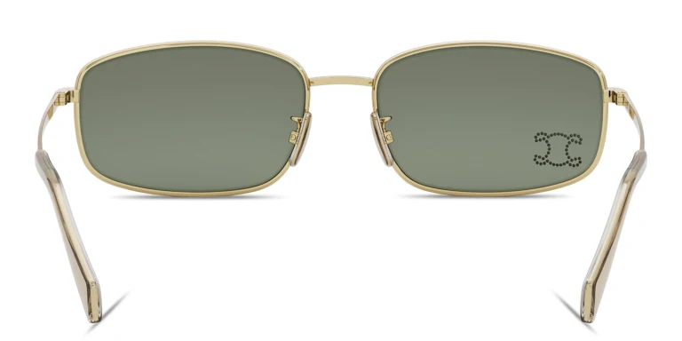 Shop CELINE Rhinestone Triomphe Rectangular Sunglasses in Gold online.