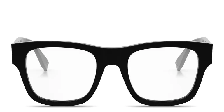 Shop FENDI Fendi Diagonal Black Rectangular Eyeglasses in Black online.