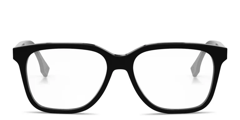 Shop FENDI Fendi Fine Black Square Eyeglasses in Black online.