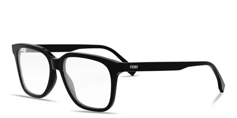 Shop FENDI Fendi Fine Black Square Eyeglasses in Black online.