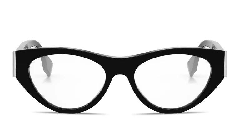 Shop FENDI Fendi First Black Cat-Eye Eyeglasses in Black online.