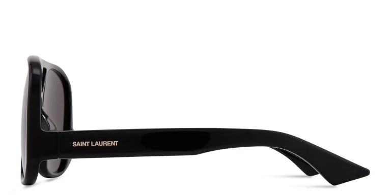 Shop SAINT LAURENT Solace Aviator Sunglasses in Black online.