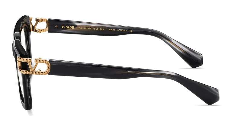 Shop VALENTINO V-Side Square Eyeglasses in Black online.