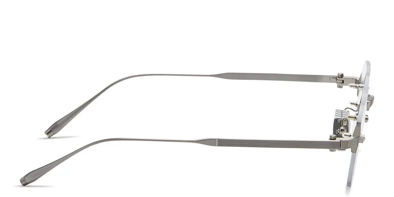 Shop AKONI Juno-One Unisex Rimless Irregular Eyeglasses in Silver online.