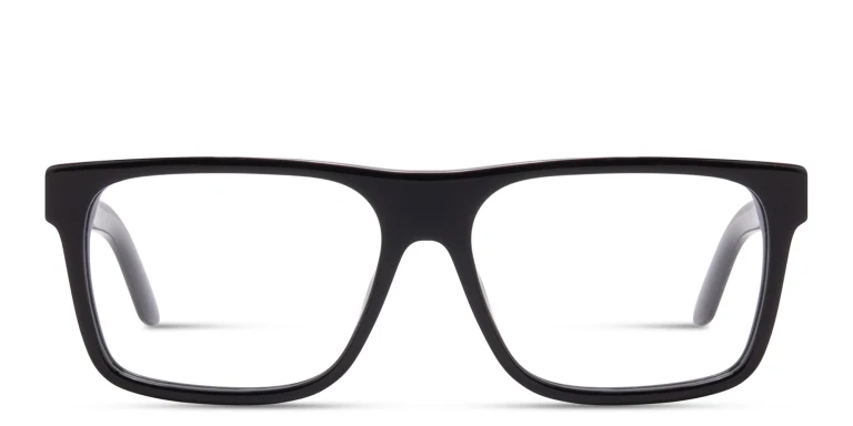 Shop OFF WHITE Logo Signature Unisex Wide Rectangle Eyeglasses in Black online.
