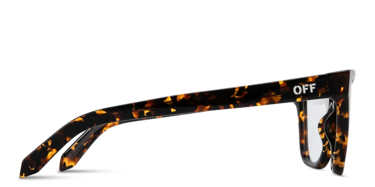 Shop OFF WHITE Logo Signature Unisex Wide Cat-Eye Eyeglasses in Havana online.