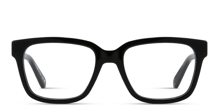Shop OFF WHITE Metal Emblem Unisex Square Eyeglasses in Black online.