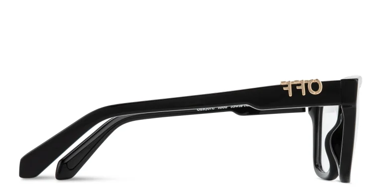Shop OFF WHITE Metal Emblem Unisex Square Eyeglasses in Black online.