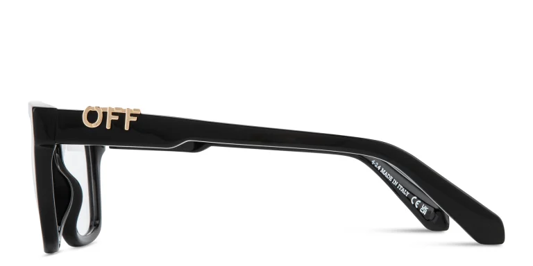 Shop OFF WHITE Metal Emblem Unisex Square Eyeglasses in Black online.