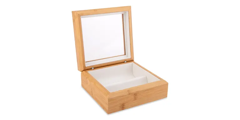 Shop OYOBOX Bamboo Mini Unisex Glasses Case in Brown online.