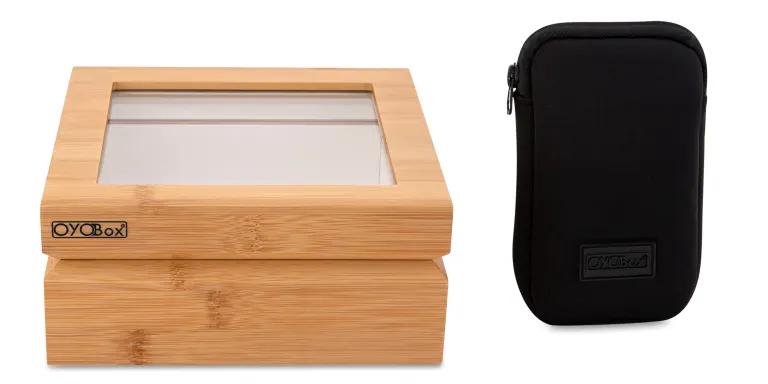 Shop OYOBOX Bamboo Mini Unisex Glasses Case in Brown online.