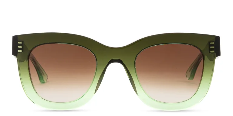 Shop THIERRY LASRY Gambly Rectangle Sunglasses in Green online.