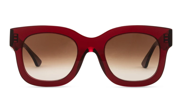 Shop THIERRY LASRY Unicorny Oversized Rectangle Sunglasses in Red online.