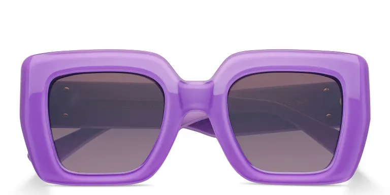 Shop Emmanuelle Khanh Midnight Oversized Square Sunglasses in Purple online.