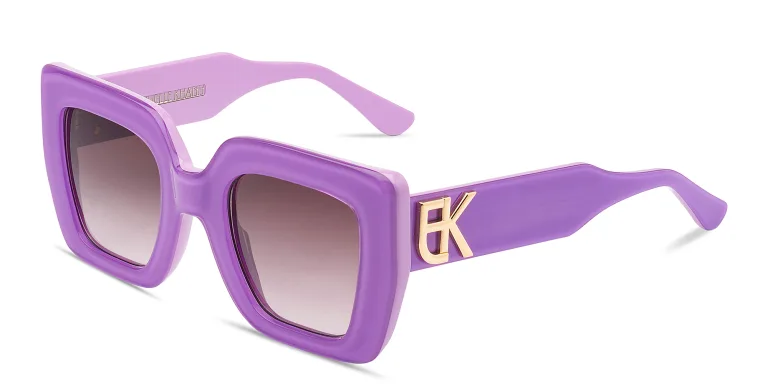 Shop Emmanuelle Khanh Midnight Oversized Square Sunglasses in Purple online.