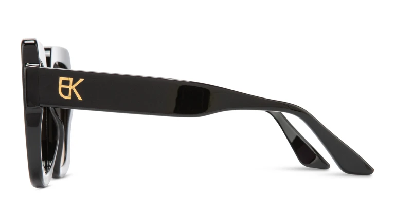 Shop Emmanuelle Khanh EK Logo Oversized Square Sunglasses in Black online.
