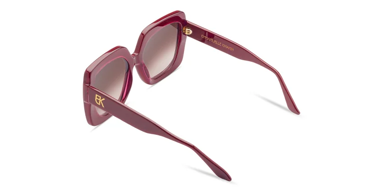 Shop Emmanuelle Khanh EK Logo Oversized Square Sunglasses in Burgundy online.
