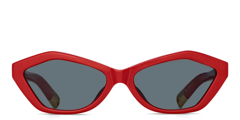 Shop JACQUEMUS Bambino Irregular Sunglasses in Red online.