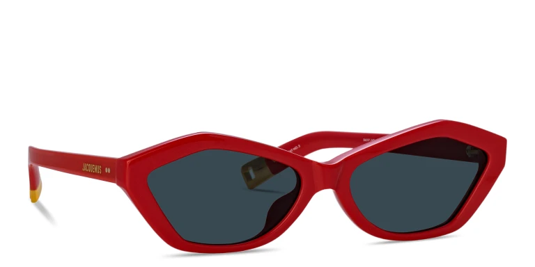 Shop JACQUEMUS Bambino Irregular Sunglasses in Red online.