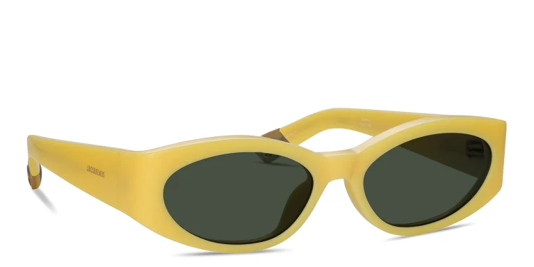 Shop JACQUEMUS Ovalo Oval Sunglasses in Yellow online.