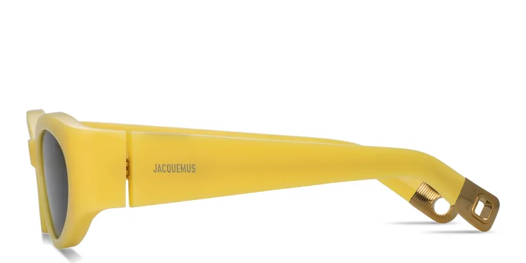 Shop JACQUEMUS Ovalo Oval Sunglasses in Yellow online.