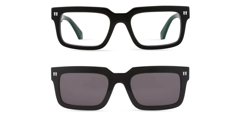 Shop OFF WHITE Clip-On Unisex Rectangle Eyeglasses in Black online.