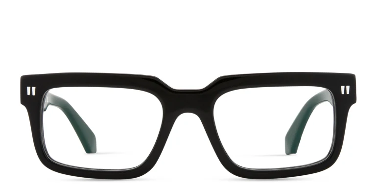 Shop OFF WHITE Clip-On Unisex Rectangle Eyeglasses in Black online.