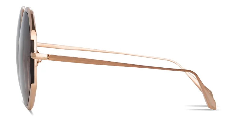 Shop LINDA FARROW Camila Oversized Irregular Sunglasses in Gold online.