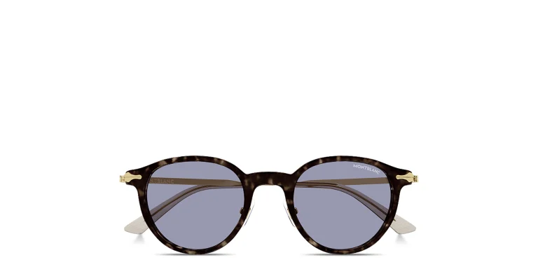 Shop MONTBLANC Nib Panthos Sunglasses in Havana online.