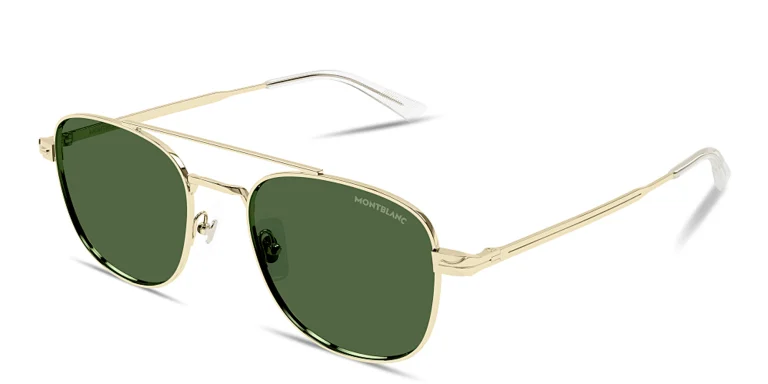 Shop MONTBLANC Nib Aviator Sunglasses in Gold online.