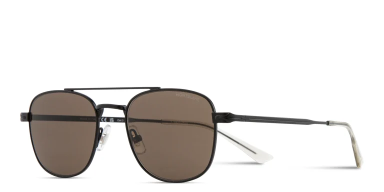 Shop MONTBLANC Nib Aviator Sunglasses in Black online.