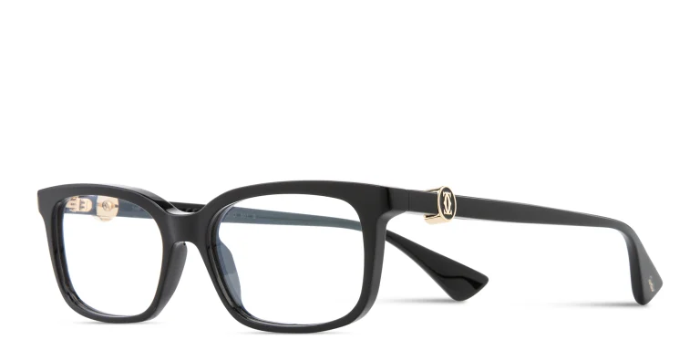 Shop Cartier Signature C de Cartier Rectangle Eyeglasses in Black online.