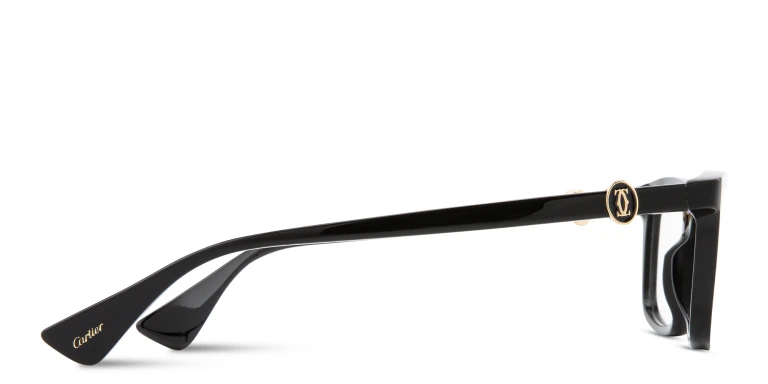 Shop Cartier Signature C de Cartier Rectangle Eyeglasses in Black online.