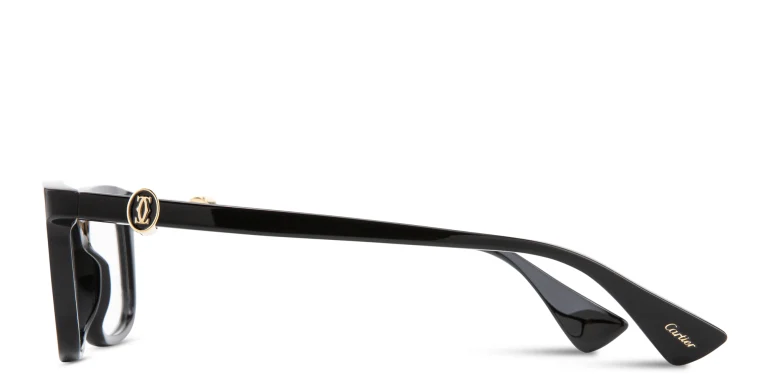 Shop Cartier Signature C de Cartier Rectangle Eyeglasses in Black online.