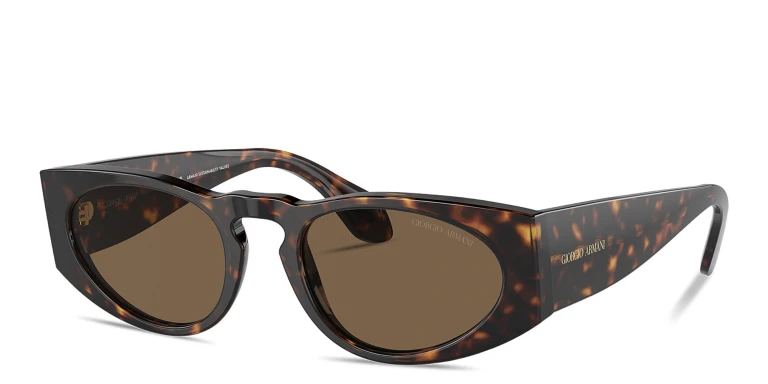 Shop GIORGIO ARMANI Rectangle Sunglasses in Havana online.