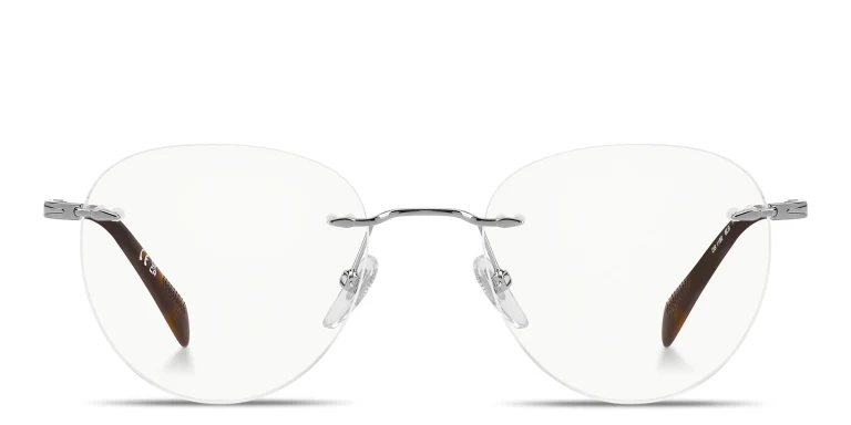 Shop DAVID BECKHAM Talisman Rimless Panthos Eyeglasses in Silver online.