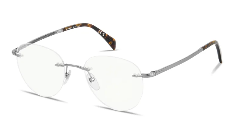 Shop DAVID BECKHAM Talisman Rimless Panthos Eyeglasses in Silver online.
