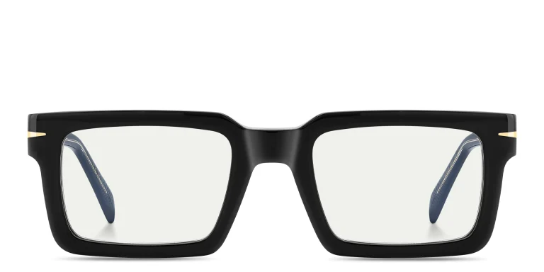 Shop DAVID BECKHAM Talisman Rectangle Eyeglasses in Black online.
