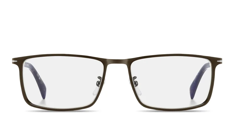 Shop DAVID BECKHAM Talisman Wide Rectangle Eyeglasses in Brown online.