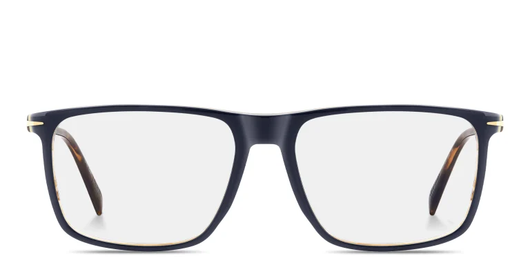 Shop DAVID BECKHAM Talisman Wide Rectangle Eyeglasses in Blue online.