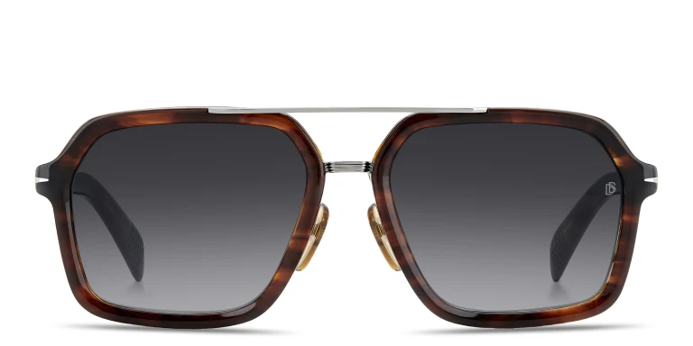 Shop DAVID BECKHAM Talisman Rectangle Sunglasses in Brown online.