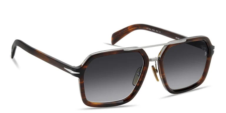 Shop DAVID BECKHAM Talisman Rectangle Sunglasses in Brown online.