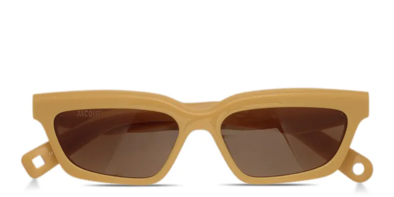 Shop JACQUEMUS Salon Unisex Irregular Sunglasses in Yellow online.