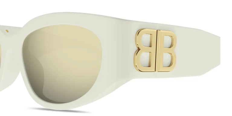 Shop BALENCIAGA BB Logo Oval Sunglasses in Beige online.
