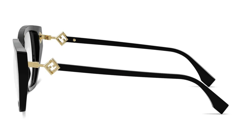 Shop FENDI FF Diamonds Black Rectangular Eyeglasses in Black online.