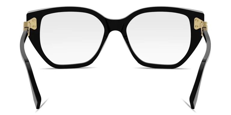 Shop FENDI FF Diamonds Black Rectangular Eyeglasses in Black online.