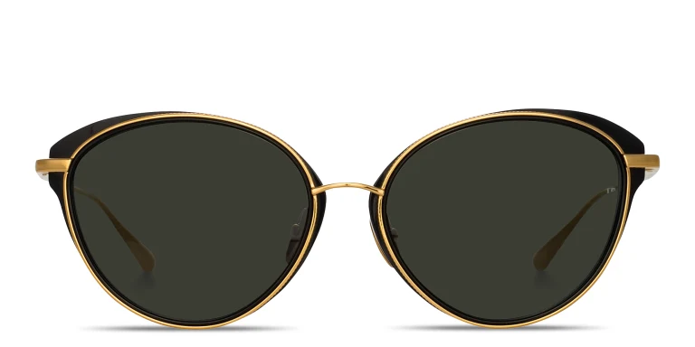 Shop LINDA FARROW Song Cat-Eye Sunglasses in Gold online.